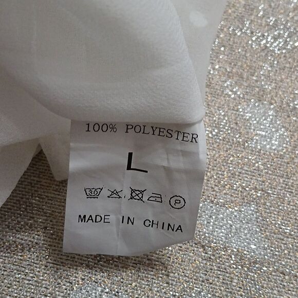 White smocked upper half  casual business casual blouse  Sz L - Picture 5 of 5